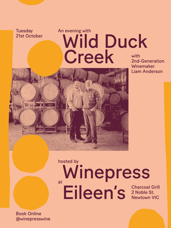 Wild Duck Creek Dinner with winemaker Liam Anderson